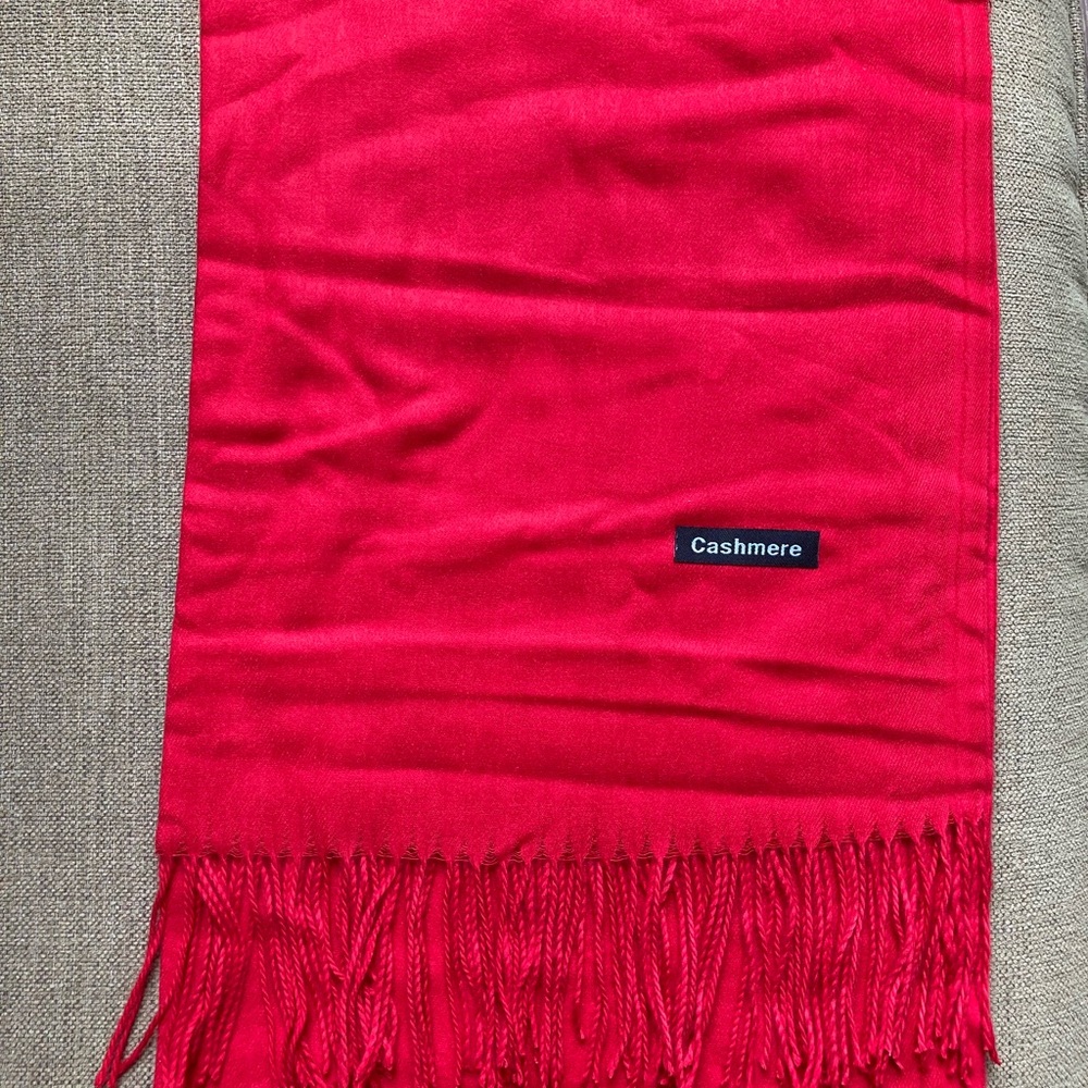 Vibrant Red Cashmere Scarf / Shawl